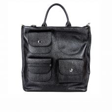 Женский городской кожаный рюкзак - сумка ASSA, черного цвета