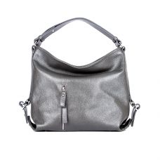 Молодёжная женская кожаная сумка ASSA, серебристого цвета